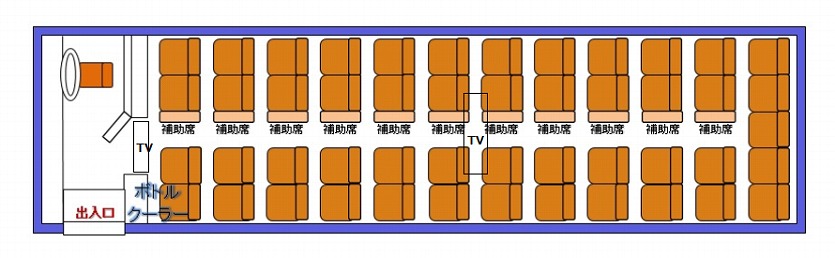 大型観光バス】エアロ/49席+補助席11席